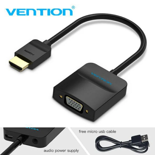Vention Hdmi To VGA Kablo Adaptör Çevirici Dönüştürücü Ses Destekli Beyaz 9018000002045 - 3