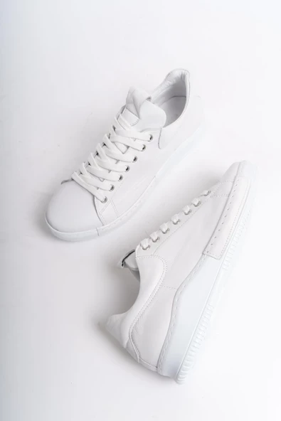 Harry Beyaz Hakiki Deri Sneaker Kadın Günlük Spor Ayakkabı