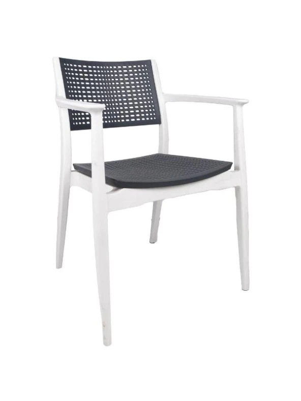 Mandella Irmak Çift Renk Koltuk (4 Adet) Gövde Beyaz- Oturma/Sırt Antrasit ürün görseli