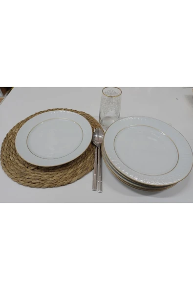 25 Cm Mat Yaldızlı Servis Tabağı 6 Adet