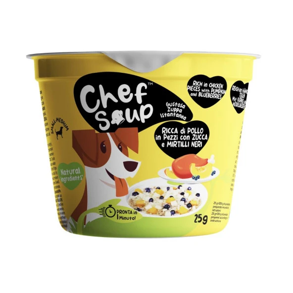 Chef Soup Tavuk, Yaban Mersini ve Bal Kabaklı Hazır Köpek Çorbası 25 gr