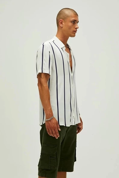 Sergio Kırık Beyaz Erkek Kısa Kollu Gömlek - 3