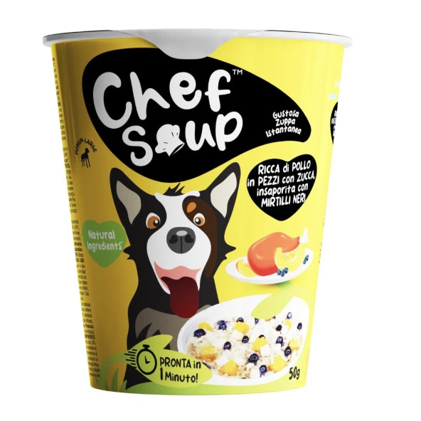 Chef Soup Tavuk, Yaban Mersini ve Bal Kabaklı Hazır Köpek Çorbası 50 gr