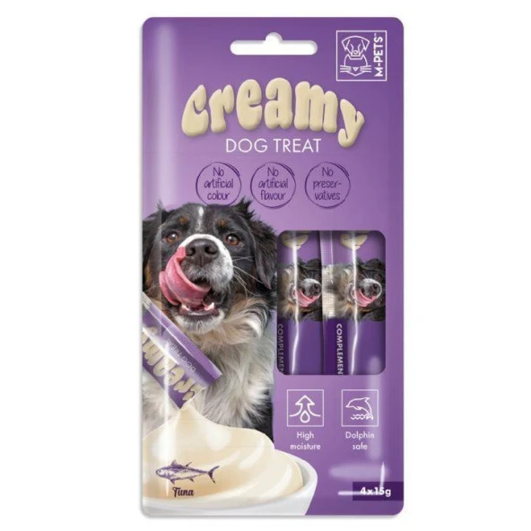 M-PETS  Creamy Ton Balıklı Krema Köpek Ödül Maması 15 Gr x 4