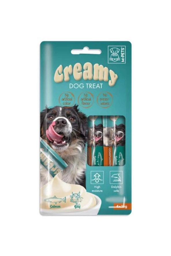 M-PETS  Creamy Somonlu ve Biftekli Krema Köpek Ödül Maması 15 Gr x 4