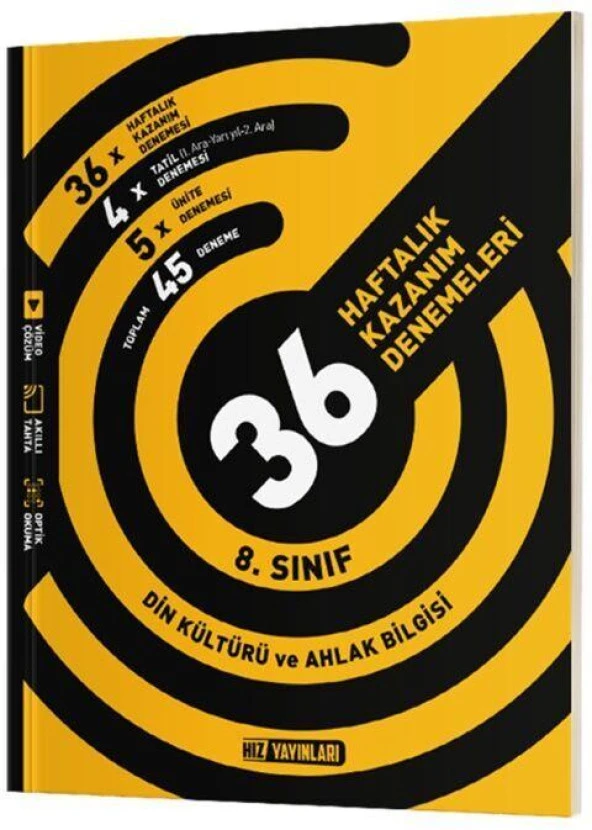 8. Sınıf Din Kültürü ve Ahlak Bilgisi 36 Haftalık Kazanım Denemeleri Hız Yayınları ürün görseli