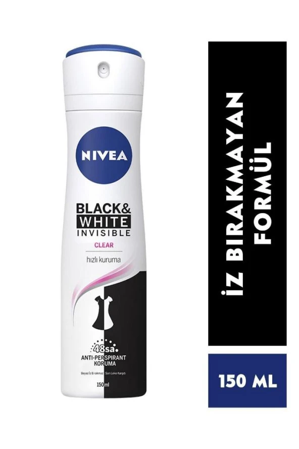 Nivea Invisible Black&White Clear Sprey Deodorant 150 ml Kadın