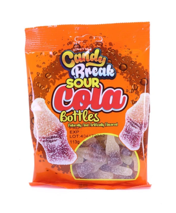 Candy Break Sour Cola Bottles - Kola Aromalı Ekşi Yumuşak Şeker 113 Gr