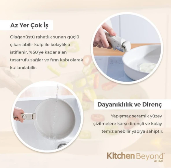 Acar Ultimate Pro Dövme 24 cm Tava Çıkabilir Sap BFT-05943 - Resim 3