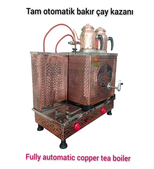 2 Demlikli Bakır Çay Ocağı Tuğra Model 2 Gözlü Bakır Çay Kazanı Elektrik + Tüplü Bakır Çay Semaveri Ets Sistemli - 3