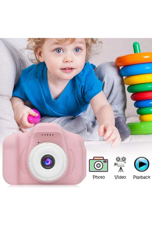 Dijital Fotoğraf Makinesi Çocuk Mini 1080p Hd Kamera Selfie pembe