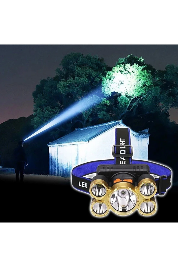 Taka Riko 150w Ultra Güçlü Led Şarjlı 5 Led 5x Cree Led Kafa Feneri Avcı Feneri Balıkçı Kamp Feneri - 3