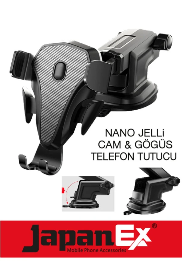 Vantuzlu Araç Telefon Tutucu Cam & Göğüs Uyumludur. Nano Jelli