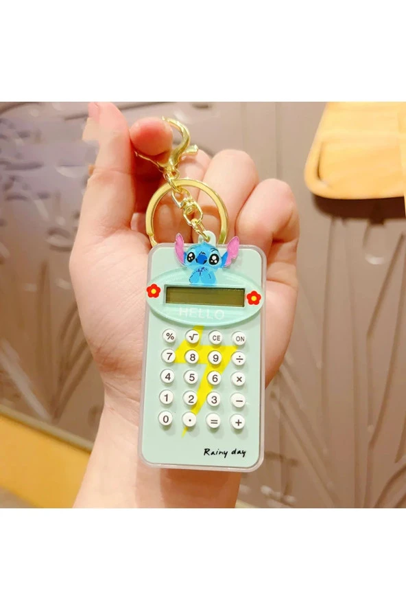 Eğlenceli Çocuk Öğrenci Hesap Makinesi Arkası Oyunlu Çanta Aksesuarı Anahtarlık Karekterli mor - 2