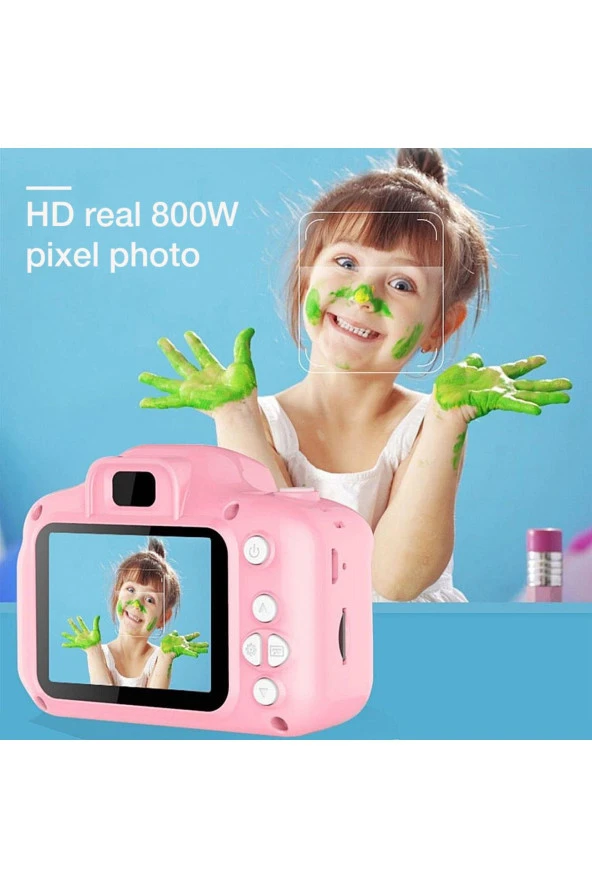 Dijital Fotoğraf Makinesi Çocuk Mini 1080p Hd Kamera Selfie pembe