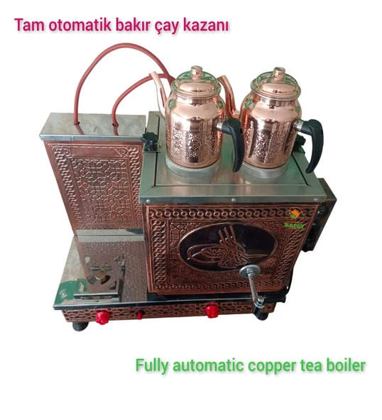 2 Demlikli Bakır Çay Ocağı Tuğra Model 2 Gözlü Bakır Çay Kazanı Elektrik + Doğalgazlı Ce Belgeli Gazmer Onaylı Bakır Çay Semaveri Ets Sistemli - 2