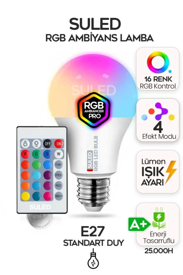 Rgb Led Lamba Kumandalı Ambiyans Aydınlatma