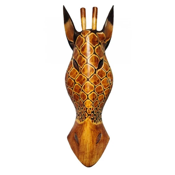 Ahşap Zürafa Mask 50 cm Duvar Dekoru - 1
