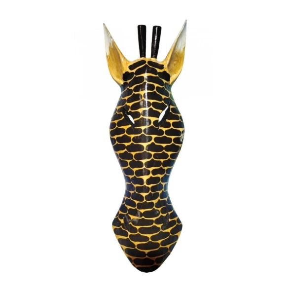Ahşap Zürafa Mask 50 cm Duvar Dekoru - 2