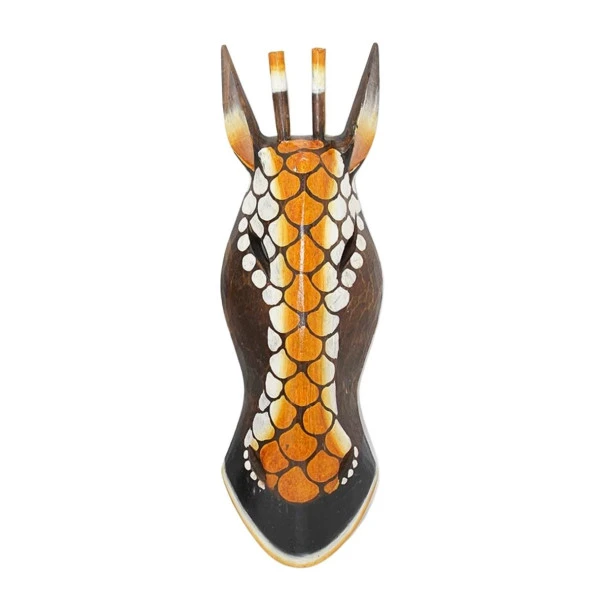 Ahşap Zürafa Mask 50 cm Duvar Dekoru - 3