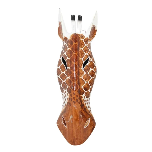 Ahşap Zürafa Mask 50 cm Duvar Dekoru - 4
