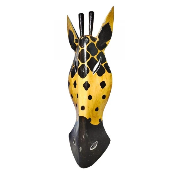 Ahşap Zürafa Mask 50 cm Duvar Dekoru - 5