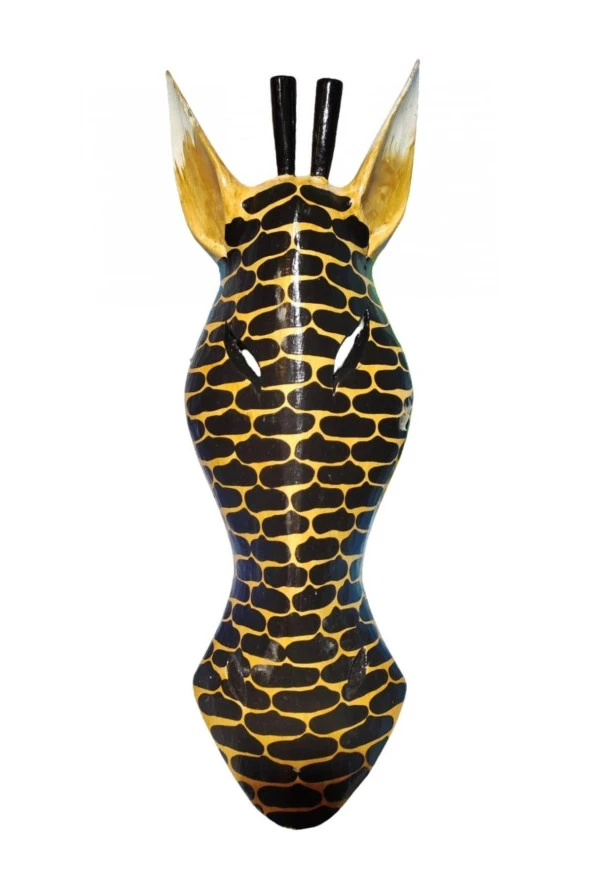 Ahşap Zürafa Mask 50 cm Duvar Dekoru - 7