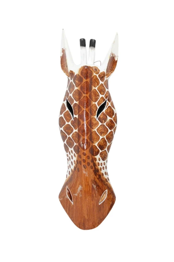 Ahşap Zürafa Mask 50 cm Duvar Dekoru - 9