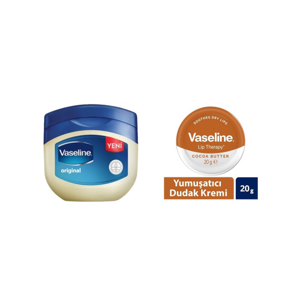 Vaseline Orginal Nemlendirici Jel 100 ml & Lip Therapy Yumuşatıcı Dudak Kremi Cocoa Butter 20 G