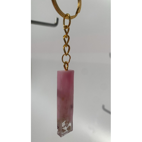 I Harfi Pembe Renk Epoksi ve Deniz Kabuğu Kırığı Süslemeli Gold Halka Anahtarlık El Yapımı Hediyelik - 3