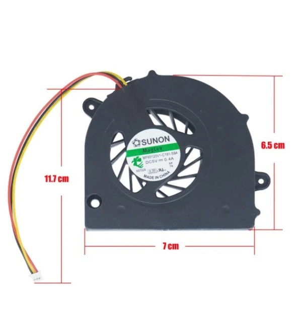 Acer TravelMate 5744, as4736, NV7309U NV7310U NV7316U NV7317U NV7318U NV74 Cpu Fanı MF60120V1-C181-S9A / 3pin