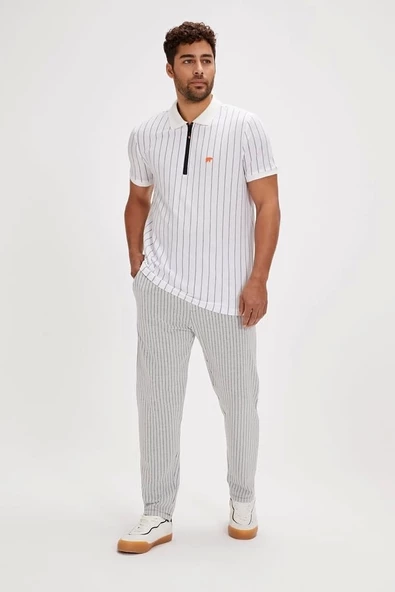 Theo Kırık Beyaz Polo Yaka Erkek Tişört