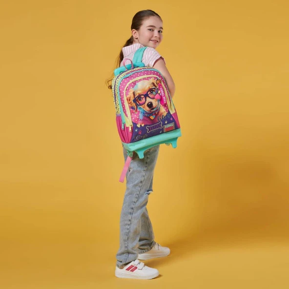 Coral High Büyük Boy Çekçekli Sırt Çantası Köpek Desenli 23952 - 5