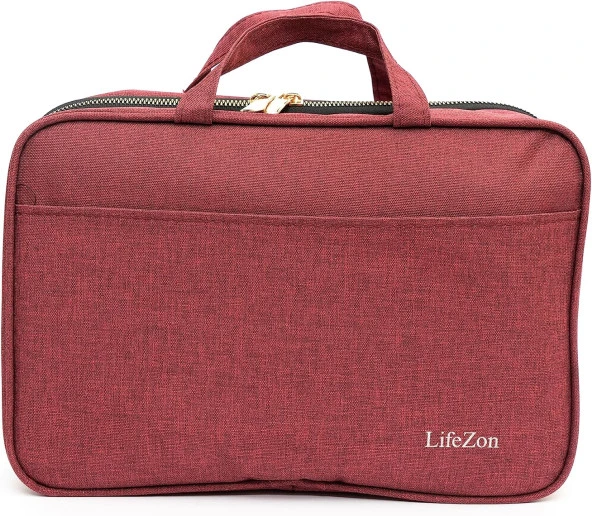Makyaj Seyahat Çantası Bavul Düzenleyici Makyaj Bavulu Çanta Kozmetik Bakım Çantası (BORDO)