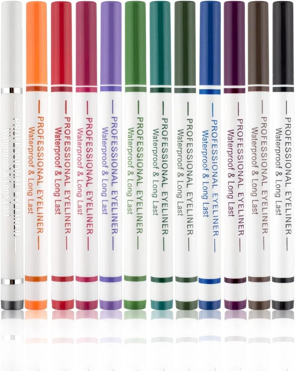 12 Renk Pen Eyeliner Seti