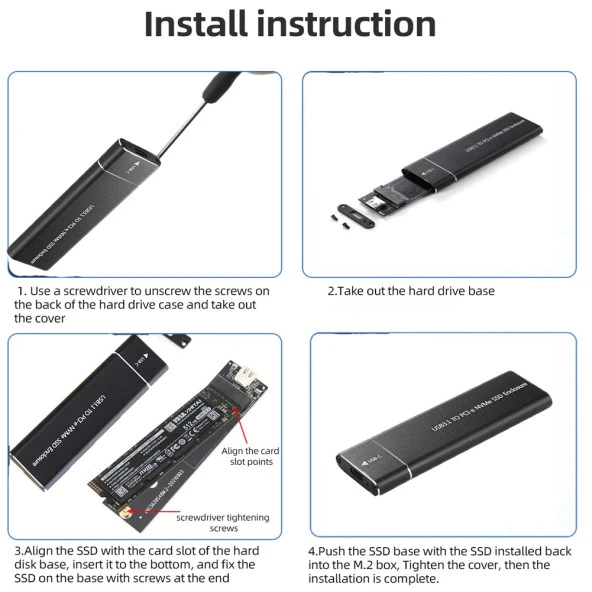 Usb 3.1 Type-C To Pci-e Express Nvme Ssd M.2 M-key Hard Disk Kutusu M2 / Çevirici - 4