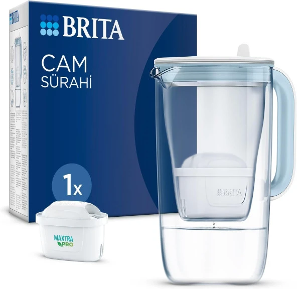 Su Arıtma Filtreli Cam Sürahi - Açık Mavi (2,5 L)