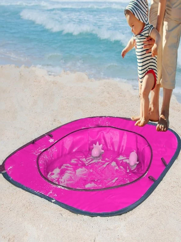 çocuk plaj havuzu bebek havuzu turkuaz bebek oyun çadırlı deniz havuzu (pembe)