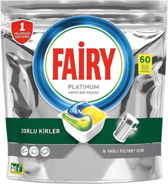 Platinum 60 Yıkama Bulaşık Makinesi Deterjanı Kapsülü/Tableti Limon Kokulu