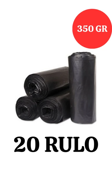 Kalın Çöp Torbası 350 gr X 20 Rulo Siyah Çöp Poşeti 80x110 Cm Jumbo Endüstriyel Çöp Torbası
