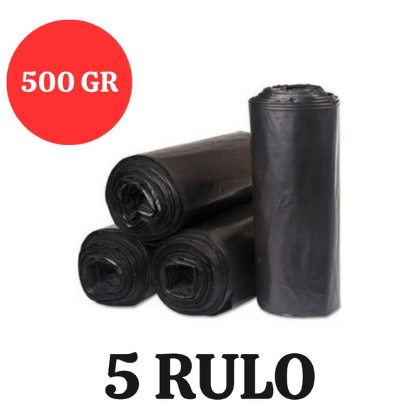 Kalın Çöp Torbası 500 gr X 5 Rulo Siyah Çöp Poşeti 80x110 Cm Jumbo Endüstriyel Çöp Torbası