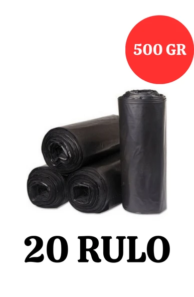 Kalın Çöp Torbası 500 gr X 20 Rulo Siyah Çöp Poşeti 80x110 Cm Jumbo Endüstriyel Çöp Torbası