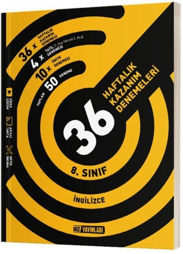 8. Sınıf İngilizce 36 Haftalık Kazanım Denemeleri Hız Yayınları