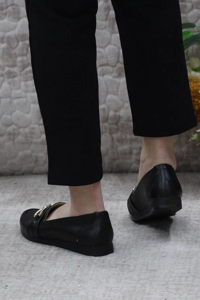 Fort Sdf 42602 Siyah Hafif Rahat Taban Şık Kadın Babet Günlük Ayakkabı - Resim 4