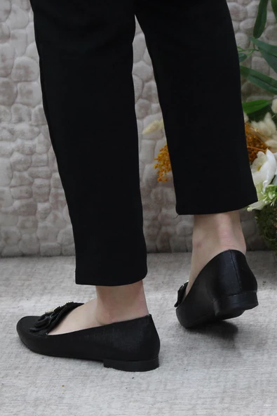 Fort Ventes 637308 Siyah Hafif Rahat Taban Şık Kadın Babet Günlük Ayakkabı - 4