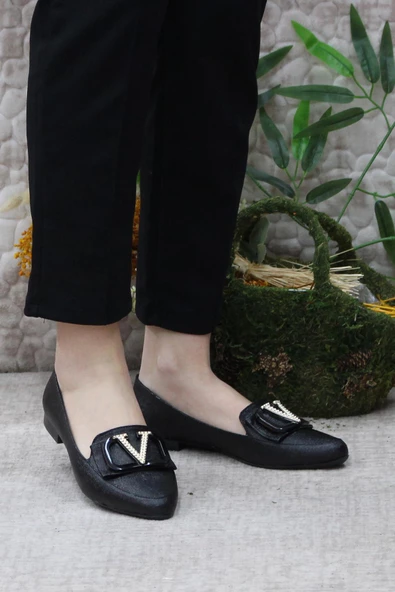 Fort Ventes 637308 Siyah Hafif Rahat Taban Şık Kadın Babet Günlük Ayakkabı - 2