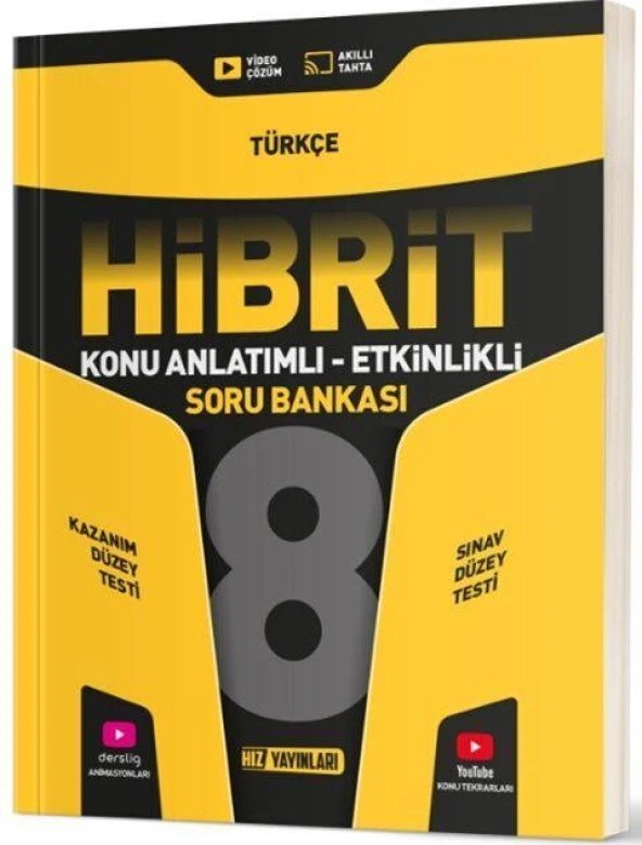 8. Sınıf Türkçe HİBRİT Konu Anlatımlı Etkinlikli Soru Bankası Hız Yayınları