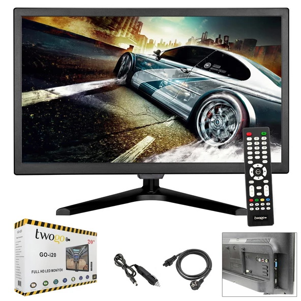 TWOGO GO-İ20 Led Monitör 20 İnç 12-220 Volt Vga Hdmi Rca Usb Dahili Hoparlör
