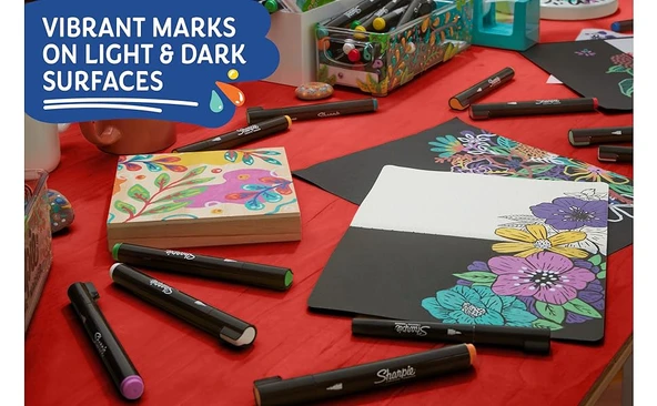 Sharpie Acrylic Paint Markers 5'li Yuvarlak Uç Akrilik Markör Kalem Seti / 2201069 - Resim 4