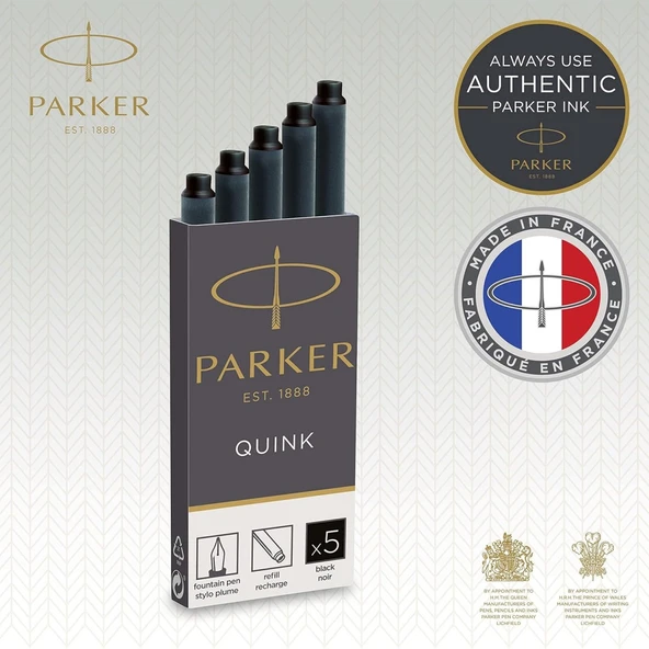 Parker Quink 5'li Dolma Kalem Kartuşu Siyah / 1950382 - 2